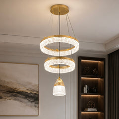 Pendul LED 32cm 43W Stace 3 Tipuri de Lumini Auriu