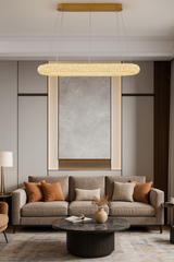 Pendul LED 90x30cm 75W cu Telecomanda Glow 3 Tipuri de Lumini Auriu