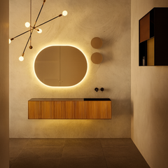 Oglinda LED Smart 80x60cm Senzor Miscare Dezaburire 3 Culori Luminoase Afisaj Ceas & Temperatura – Sticla Premium 5 mm