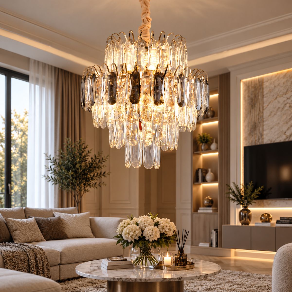 Candelabru Auriu+Negru Diametru 30cm