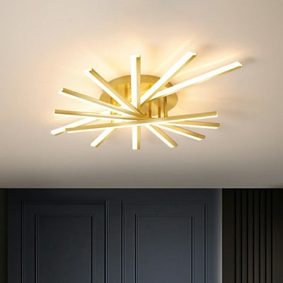 Lustra LED 125W cu Telecomanda Zang 3 Tipuri de Lumini Auriu