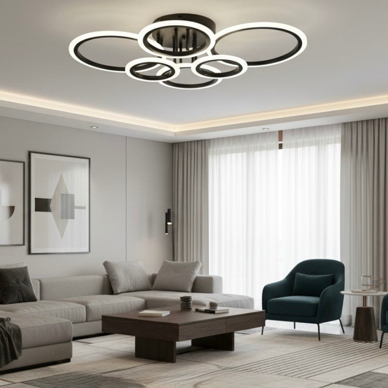 Lustra LED cu Telecomanda Odele 3 Tipuri de Lumini 112W Negru