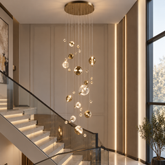 Lustra LED de Casa Scarii cu 12 Globuri de Sticla