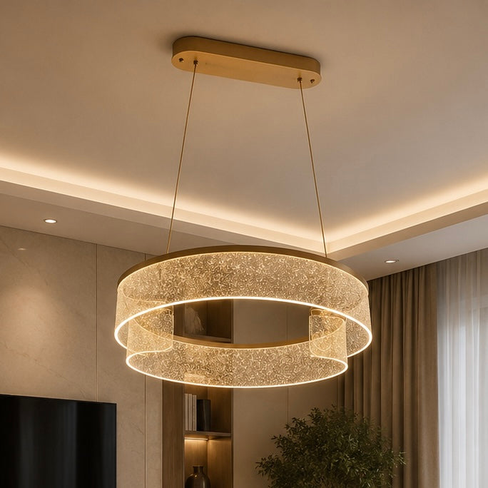 Pendul LED 40cm 40W Grave 3 Tipuri de Lumini Auriu