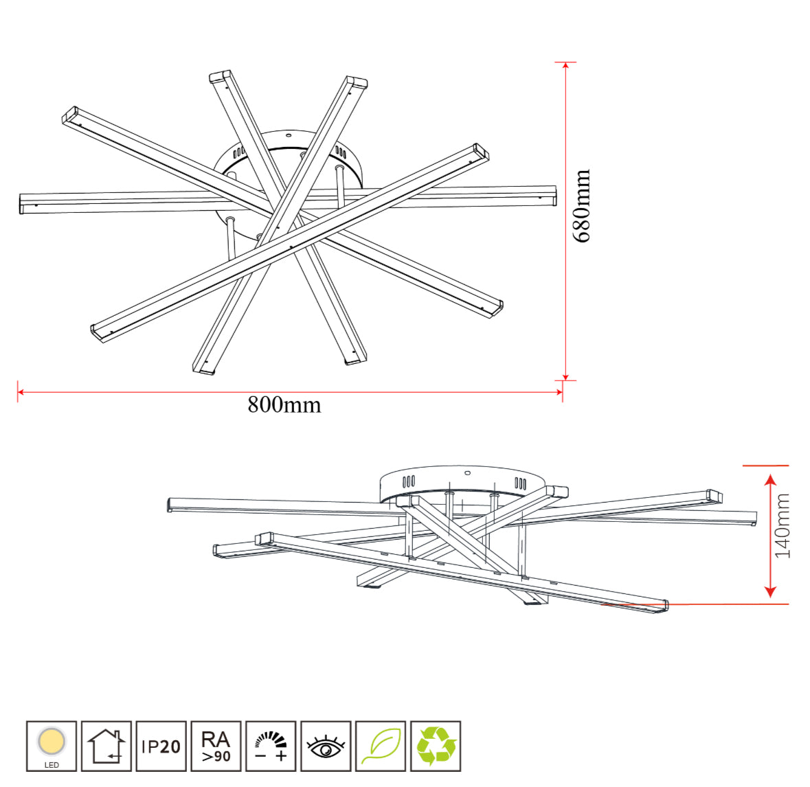 Lustra LED 95W cu Telecomanda Zang 3 Tipuri de Lumini Auriu