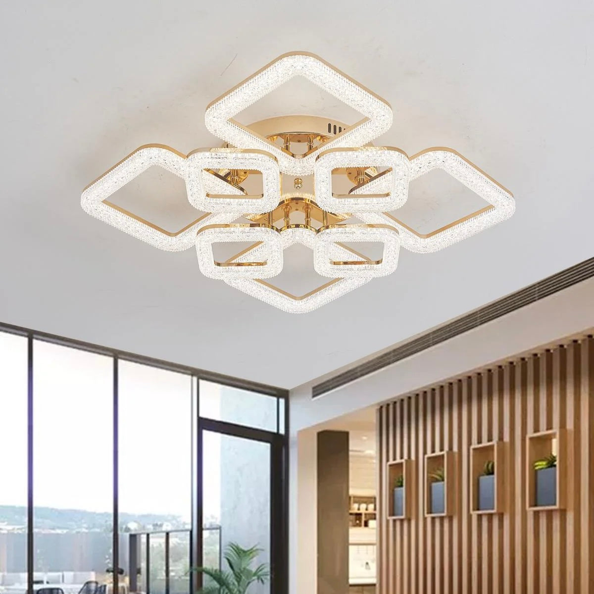 Lustra LED 192W cu Telecomanda Elsabe 3 Tipuri de Lumini Auriu