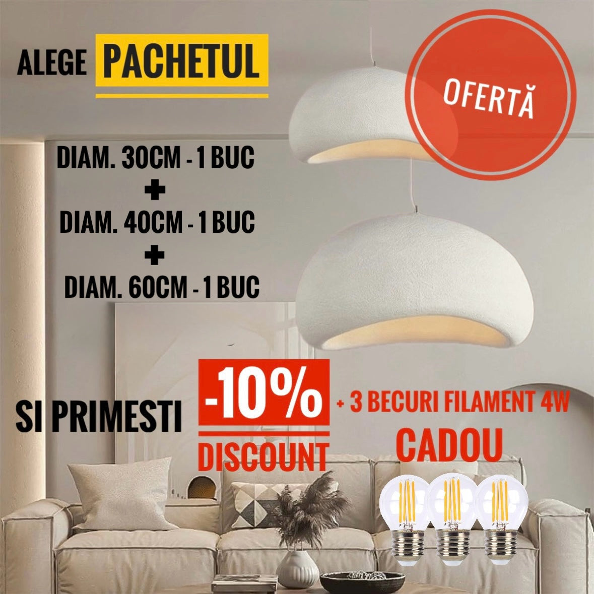 OFERTA Pachet Penduli Wabisabi 1x30cm + 1x40cm + 1x60cm