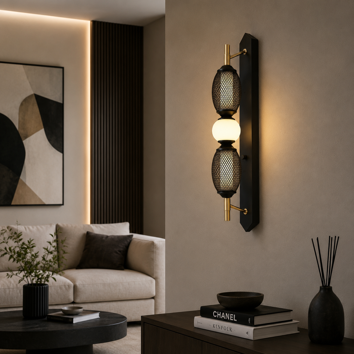 Aplica LED 40cm Kult 3 Tipuri de Lumini Negru+Auriu