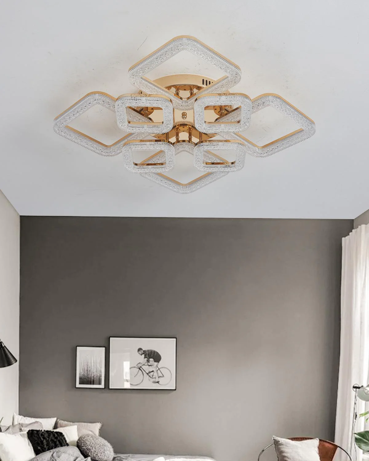 Lustra LED 192W cu Telecomanda Elsabe 3 Tipuri de Lumini Auriu