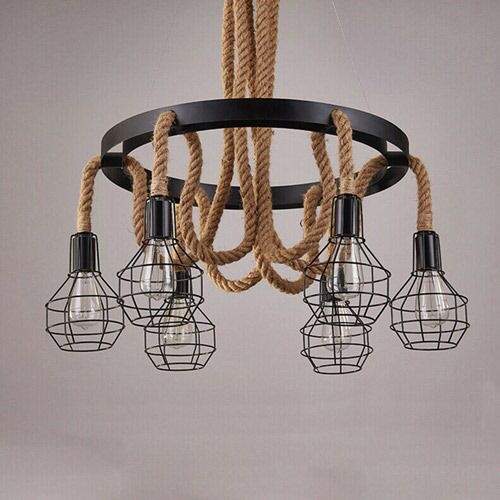 Pendul Rustic Eagle 6xE27 Reglabil Diametru 60cm