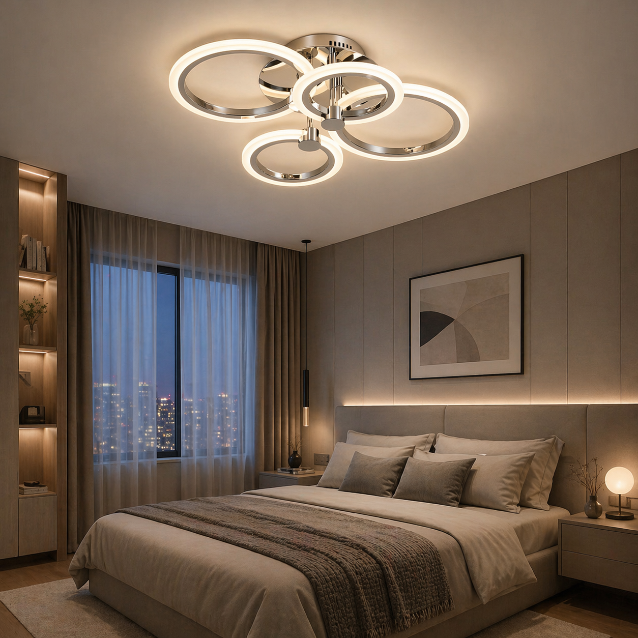 Lustra LED cu Telecomanda Odele 3 Tipuri de Lumini 108W Crom