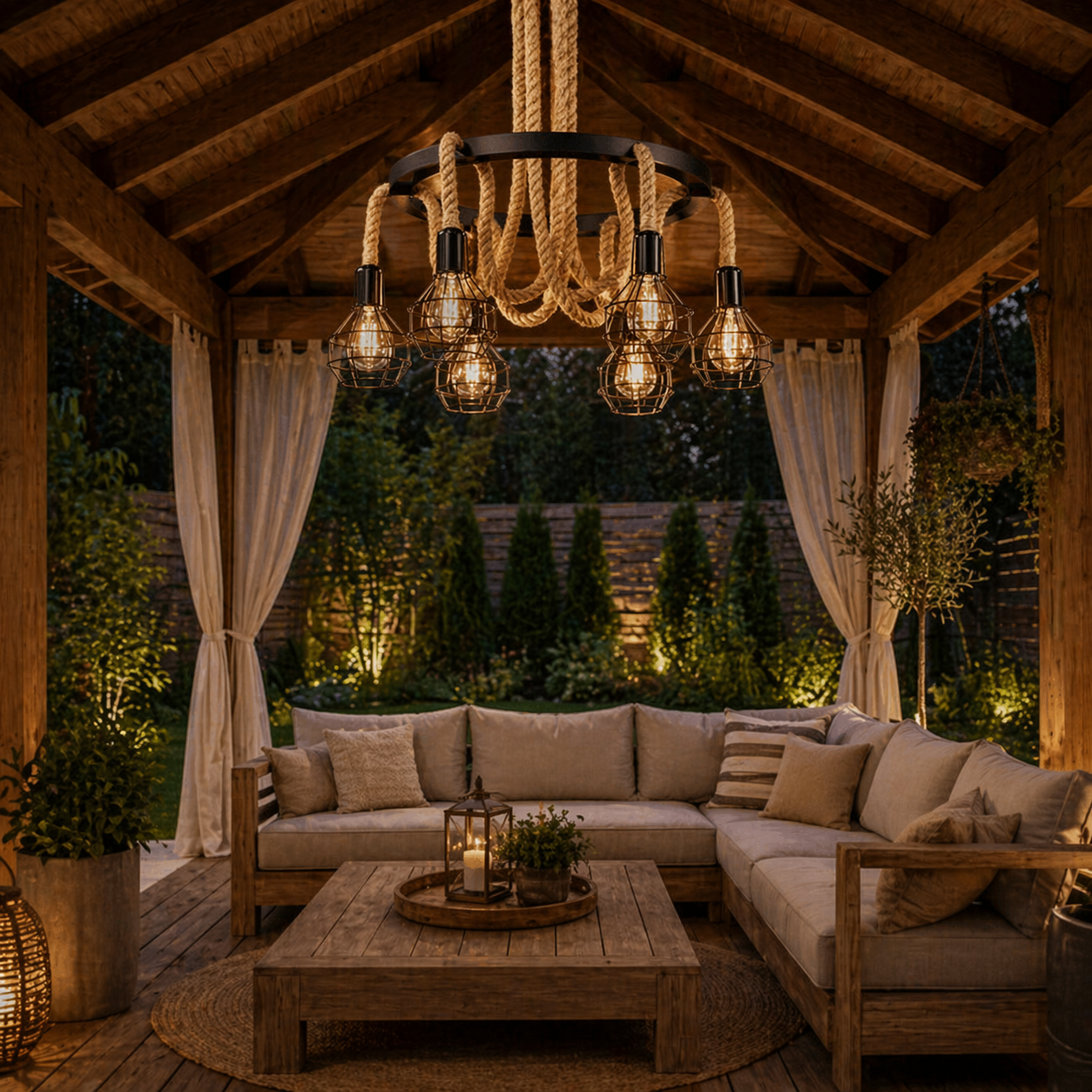 Pendul Rustic Premium 6xE27 Reglabil Diametru 60cm