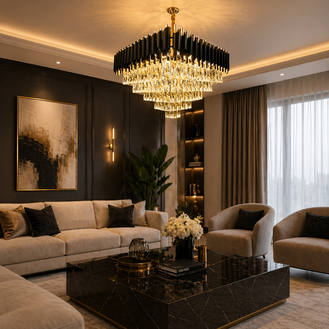 Candelabru Kimberly Diametru 50x50cm Negru + Auriu