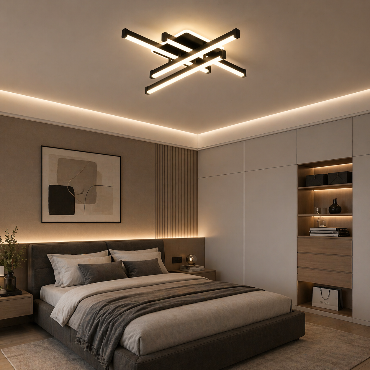 Lustra LED cu Telecomanda Zang 3 Tipuri de Lumini 90W Negru