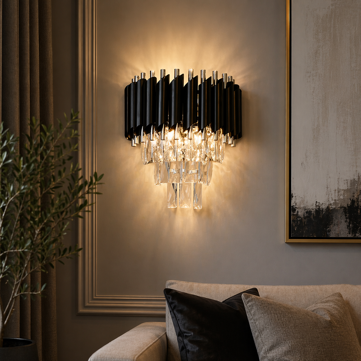 Aplica Cristal Kimberly 2xE27 Negru + Auriu