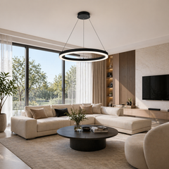 Pendul LED Diametru 50cm 70W cu Telecomanda Raven 3 Tipuri de Lumini Negru