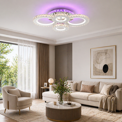 Lustra LED Crystal RGB Diametru 60cm 138W Crom