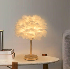 Veioza Fluffy 1xE27 35cm Auriu+Alb