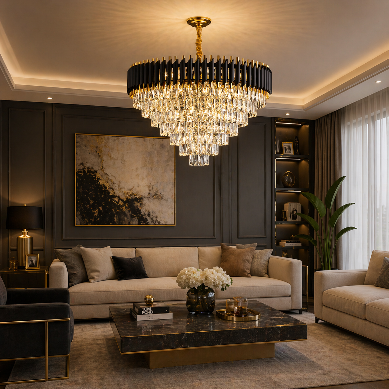 Candelabru Kimberly Diametru 75cm Negru + Auriu