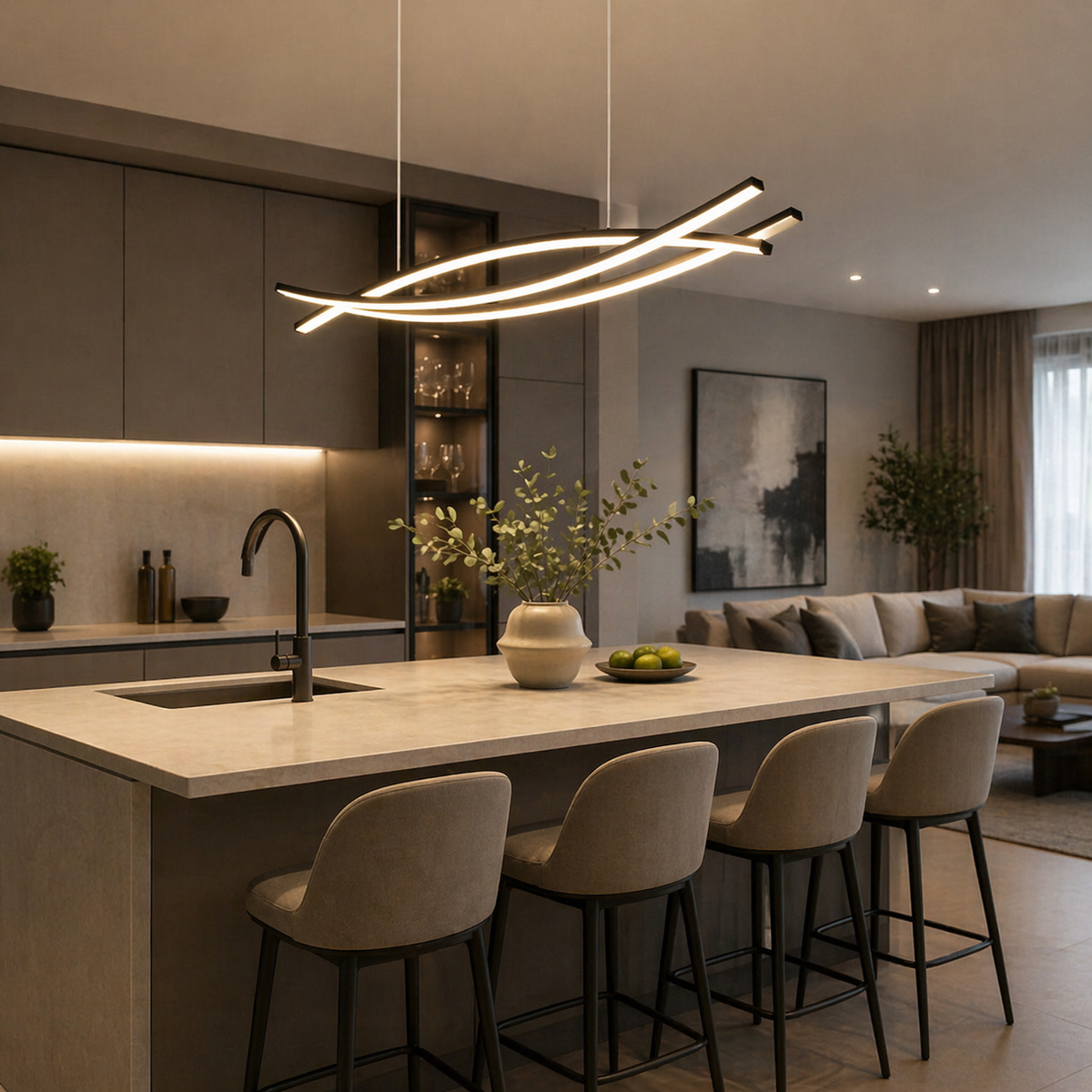 Pendul LED 80W 120cm cu Telecomanda Urban 3 Tipuri de Lumini Negru