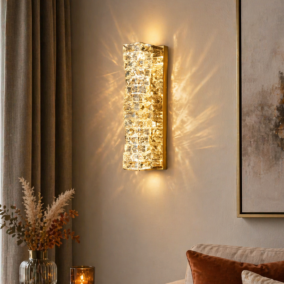 Aplica Crystal LED 46cm 3 Tipuri de Lumini 40W Auriu