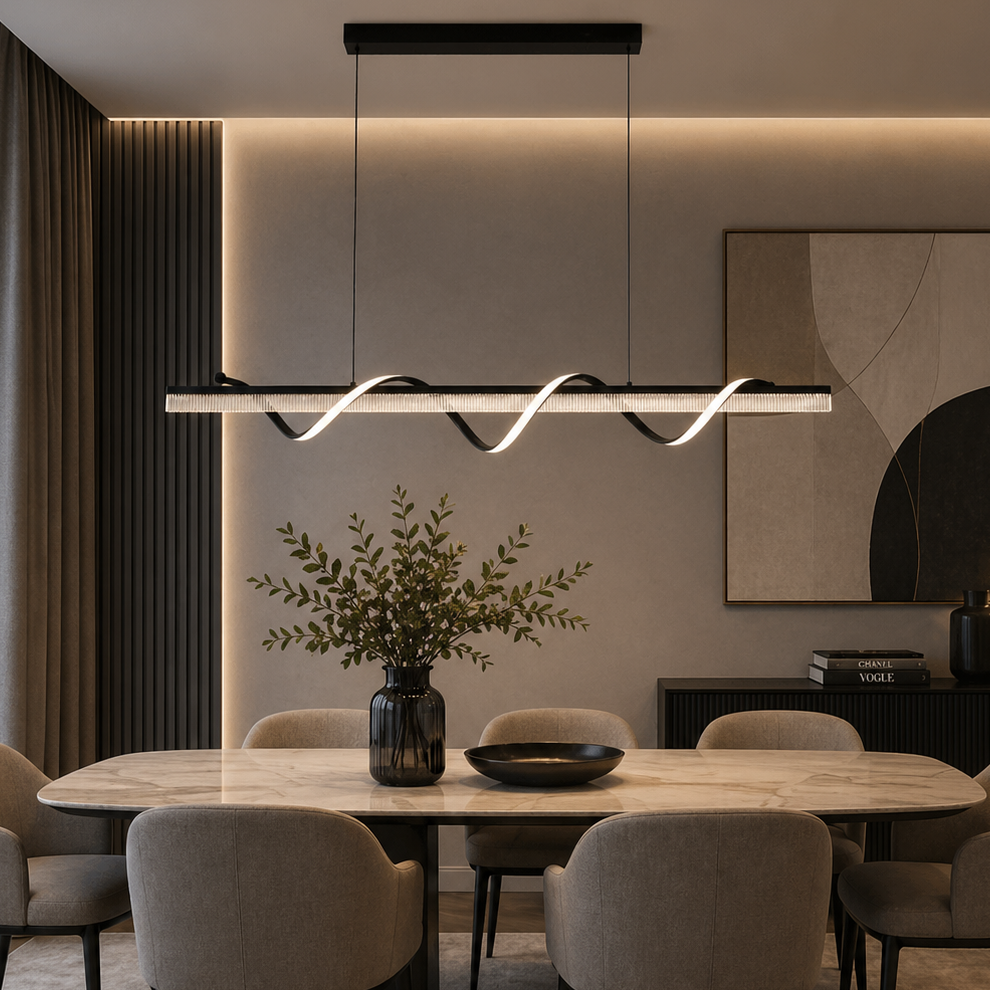 Pendul LED 80cm 94W cu Telecomanda Trinity 3 Tipuri de Lumini Negru