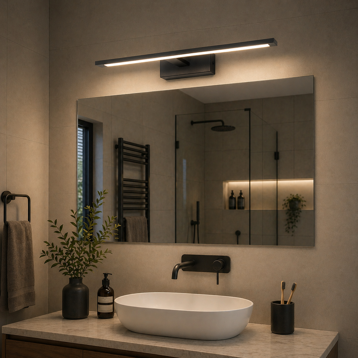 Aplica LED Baie 42cm Urban 3 Tipuri de Lumini Negru