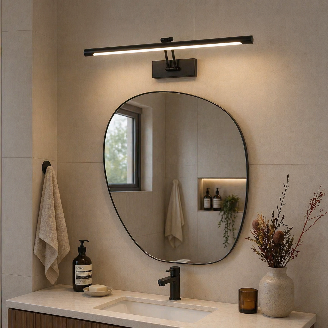 Aplica LED 56cm 32W Urban Reglabila 3 Tipuri de Lumini Negru