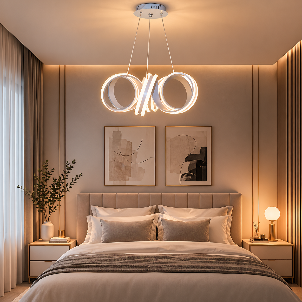 Pendul LED Diametru 60cm 180W cu Telecomanda Trinity 3 Tipuri de Lumini Alb