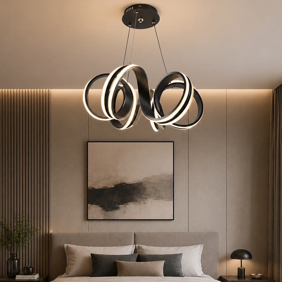 Pendul LED Diametru 60cm 180W cu Telecomanda Trinity 3 Tipuri de Lumini Negru