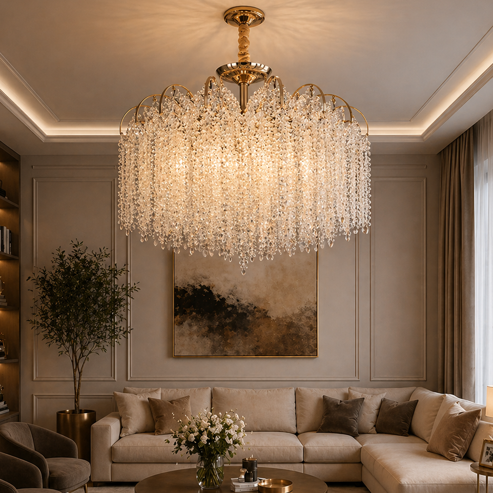 Candelabru Crux Diametru 80cm Auriu + Alb