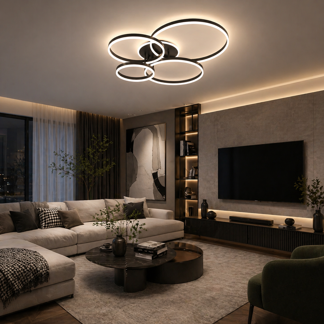 Lustra LED cu Telecomanda Azele 3 Tipuri de Lumini 360W Negru