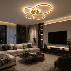 Lustra LED cu Telecomanda Azele 3 Tipuri de Lumini 360W Auriu