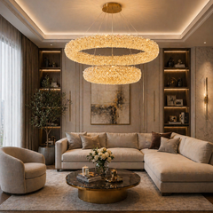 Pendul LED 60 + 40cm 100W cu Telecomanda Glow 3 Tipuri de Lumini Auriu