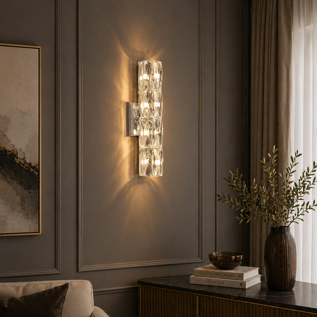 Aplica Crystal LED 40cm 3 Tipuri de Lumini 40W Argintiu