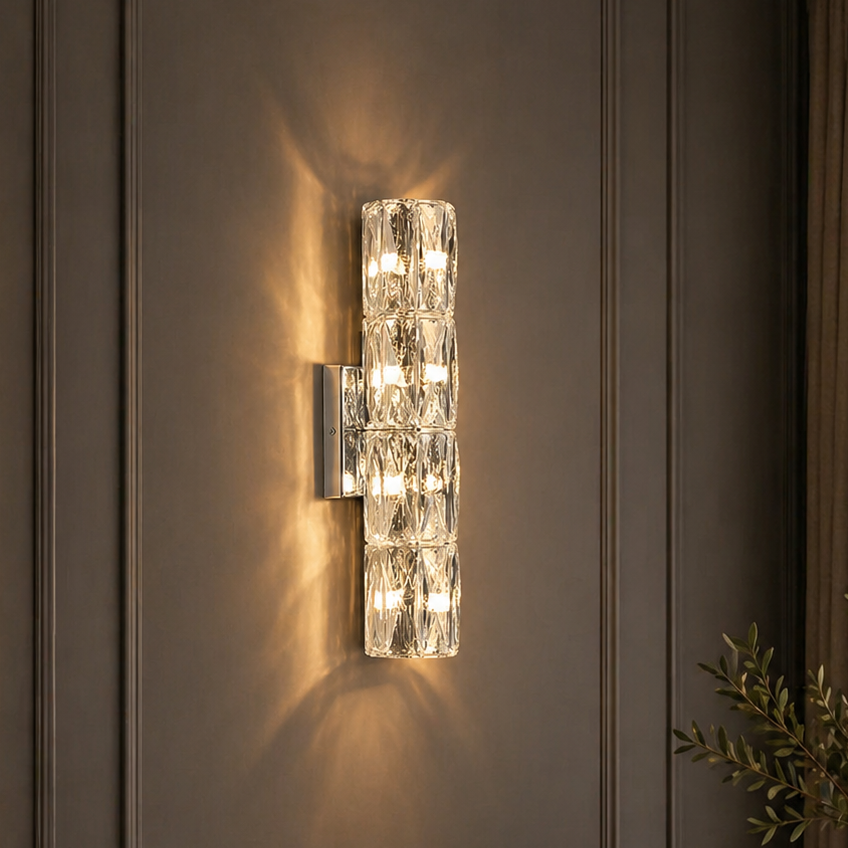 Aplica Crystal LED 40cm 3 Tipuri de Lumini 40W Argintiu