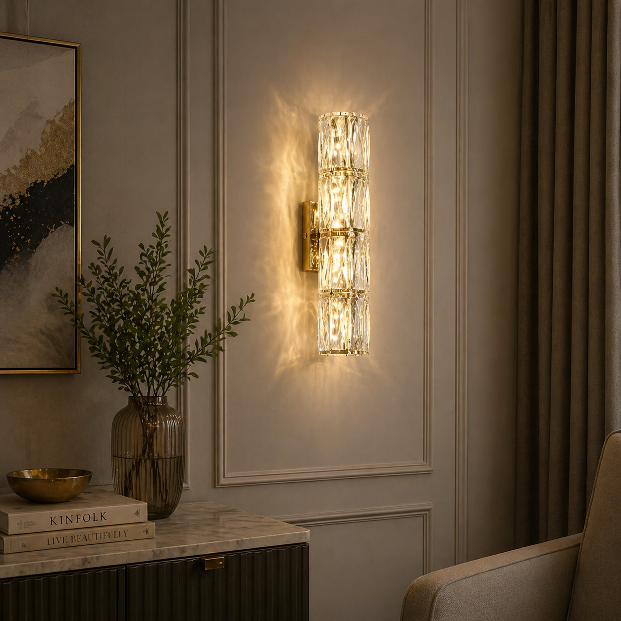 Aplica Crystal LED 40cm 3 Tipuri de Lumini 40W Auriu