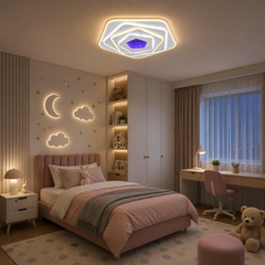 Plafoniera LED 50cm 3D 120W cu Telecomanda Raisa 3 Tipuri de Lumini + RGB Alb