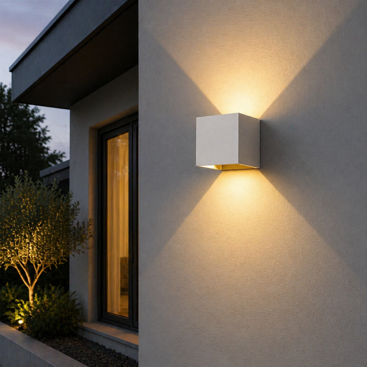 Aplica LED Exterior Cube Lumina Calda 3000K 2x3W Alb