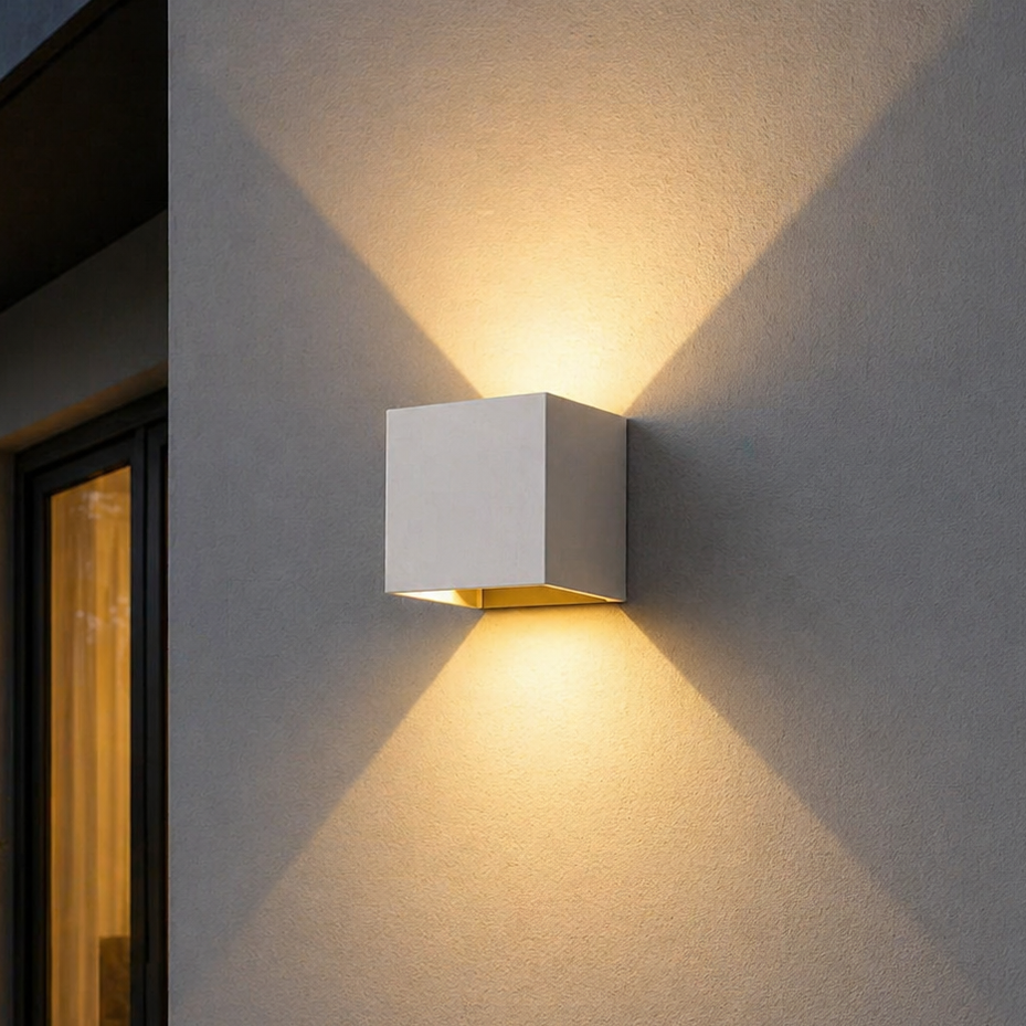 Aplica LED Exterior Cube Lumina Calda 3000K 2x3W Alb