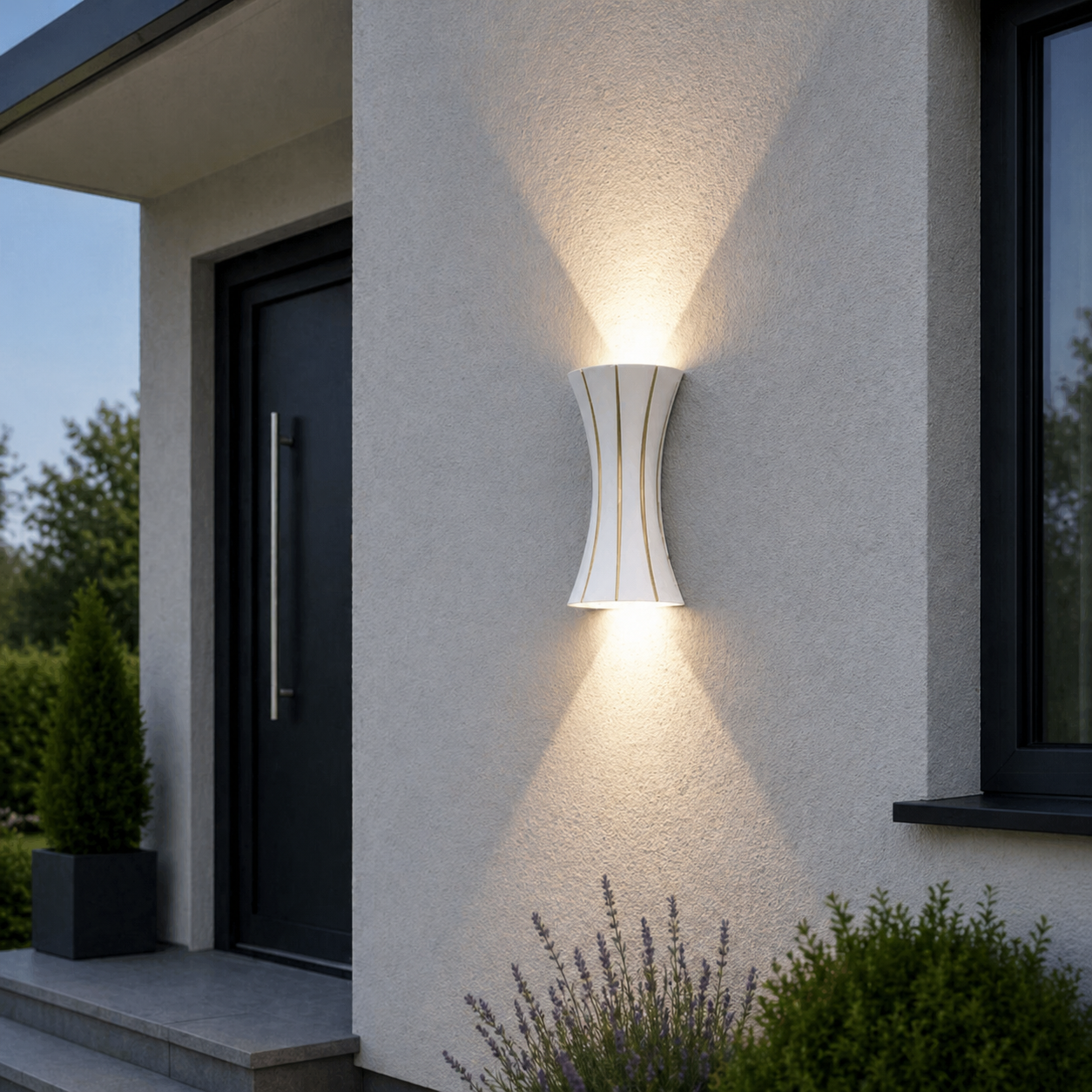 Aplica LED Exterior Cube Lumina Calda 3000K 10W 30cm Alb + Auriu