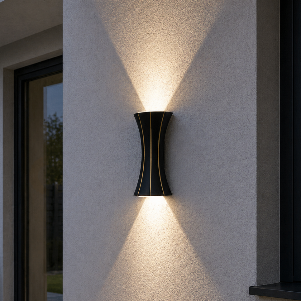 Aplica LED Exterior Cube Lumina Calda 3000K 10W 30cm Negru + Auriu