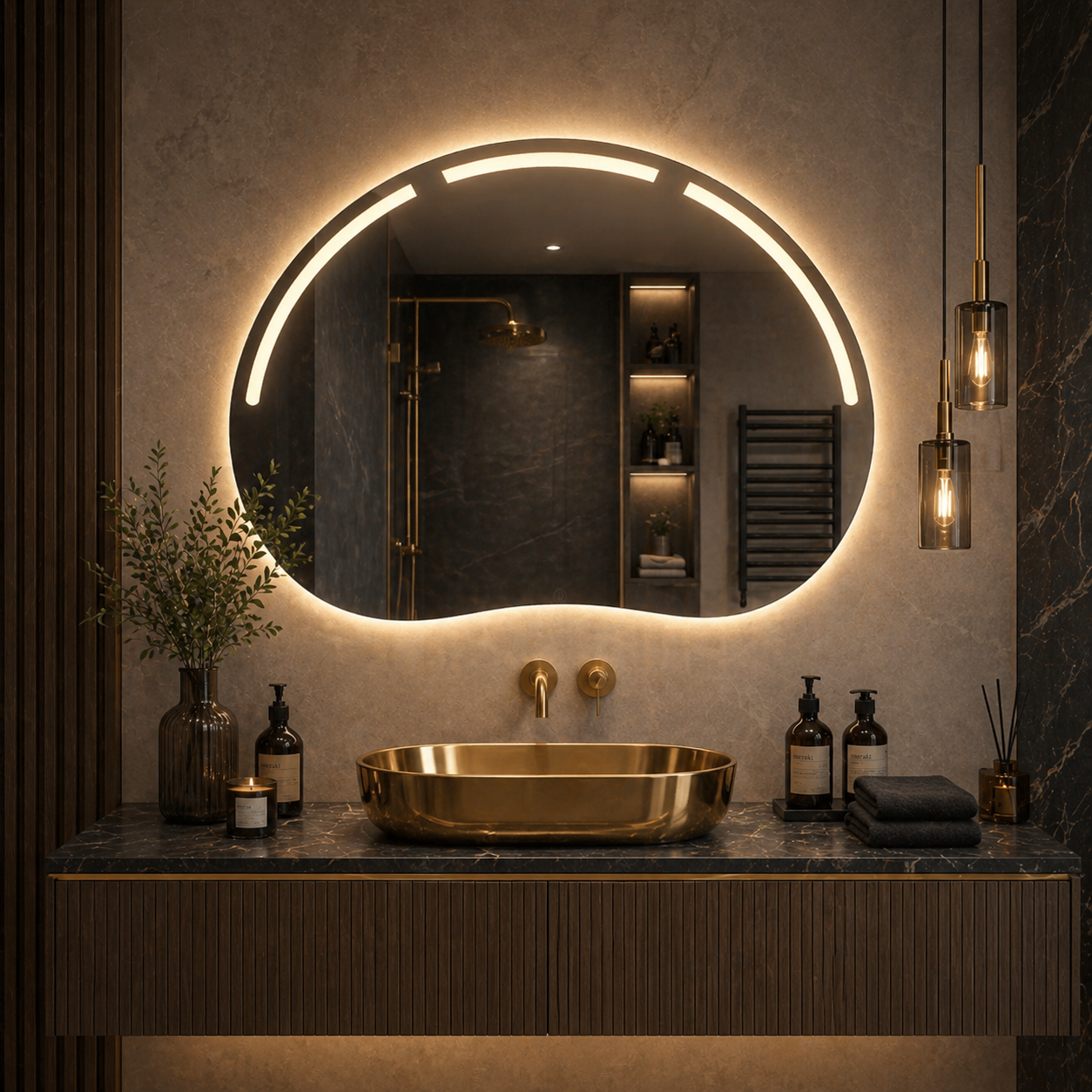 Oglinda LED Premium 80x60cm Touch 3 Culori Luminoase