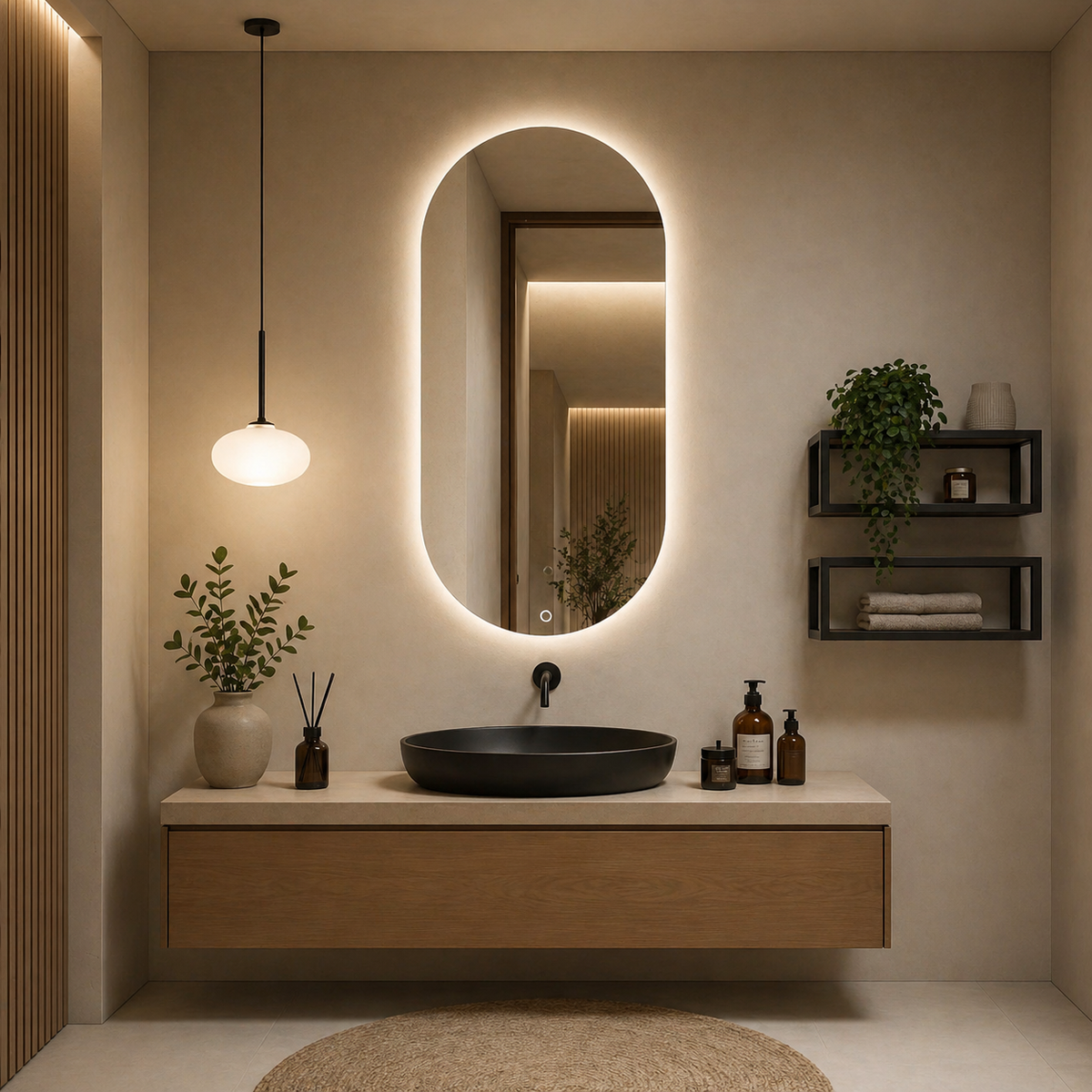 Oglinda LED Premium 60x100cm Touch 3 Culori Luminoase
