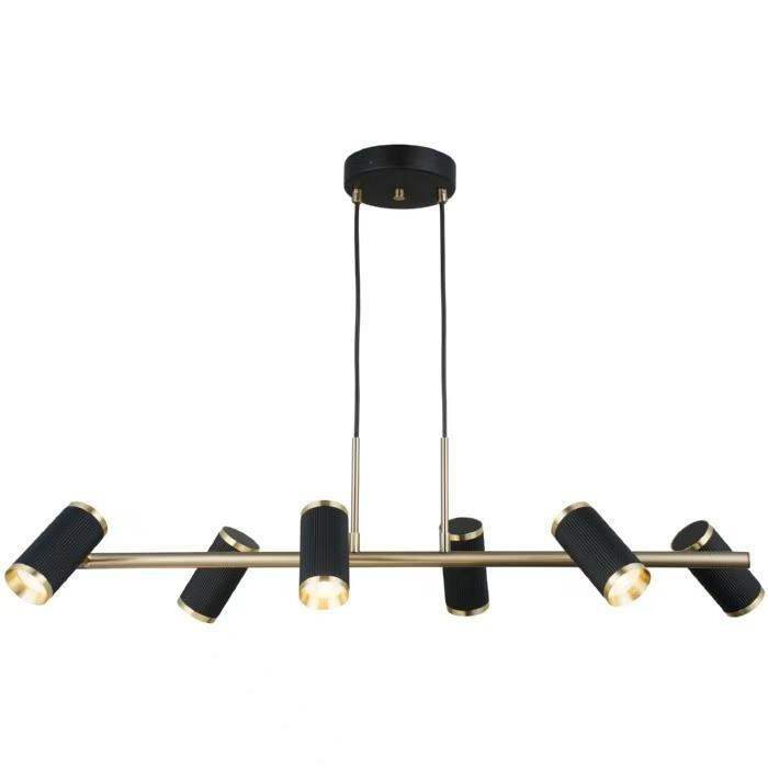 Pendul LED 74cm 6xGU10 Urban 3 Tipuri de Lumini Negru+Auriu