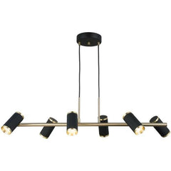 Pendul LED 74cm 6xGU10 Urban 3 Tipuri de Lumini Negru+Auriu