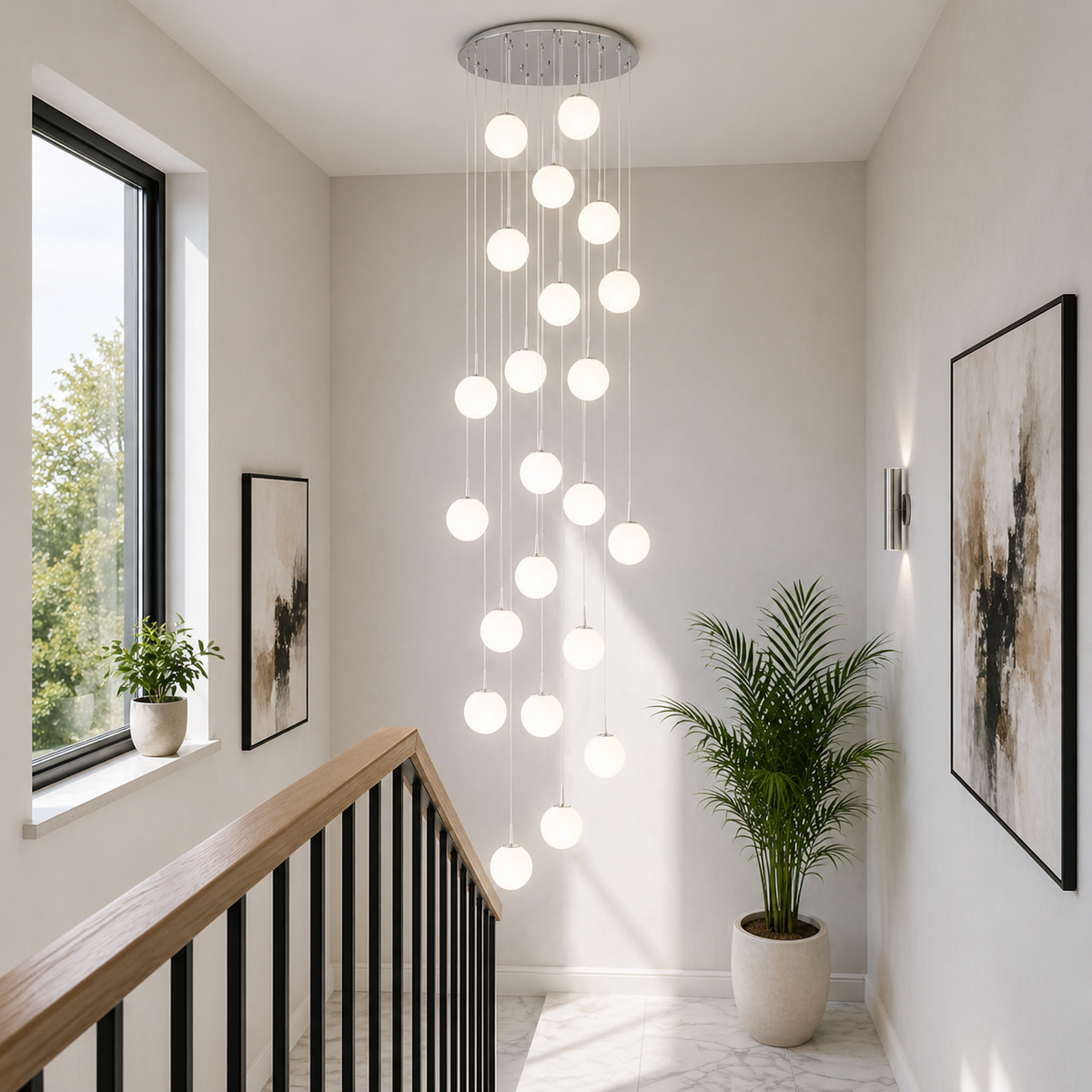 Candelabru Moon 25xE27 Diametru 60cm Argintiu