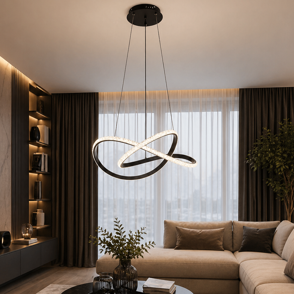 Pendul LED 60cm 104W cu Telecomanda Trinity 3 Tipuri de Lumini Negru