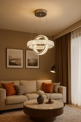 Pendul LED Aura 95W Cristal cu Telecomanda 3 Tipuri de Lumini Auriu