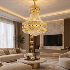 Candelabru Clasic Auriu Cristale 58cm